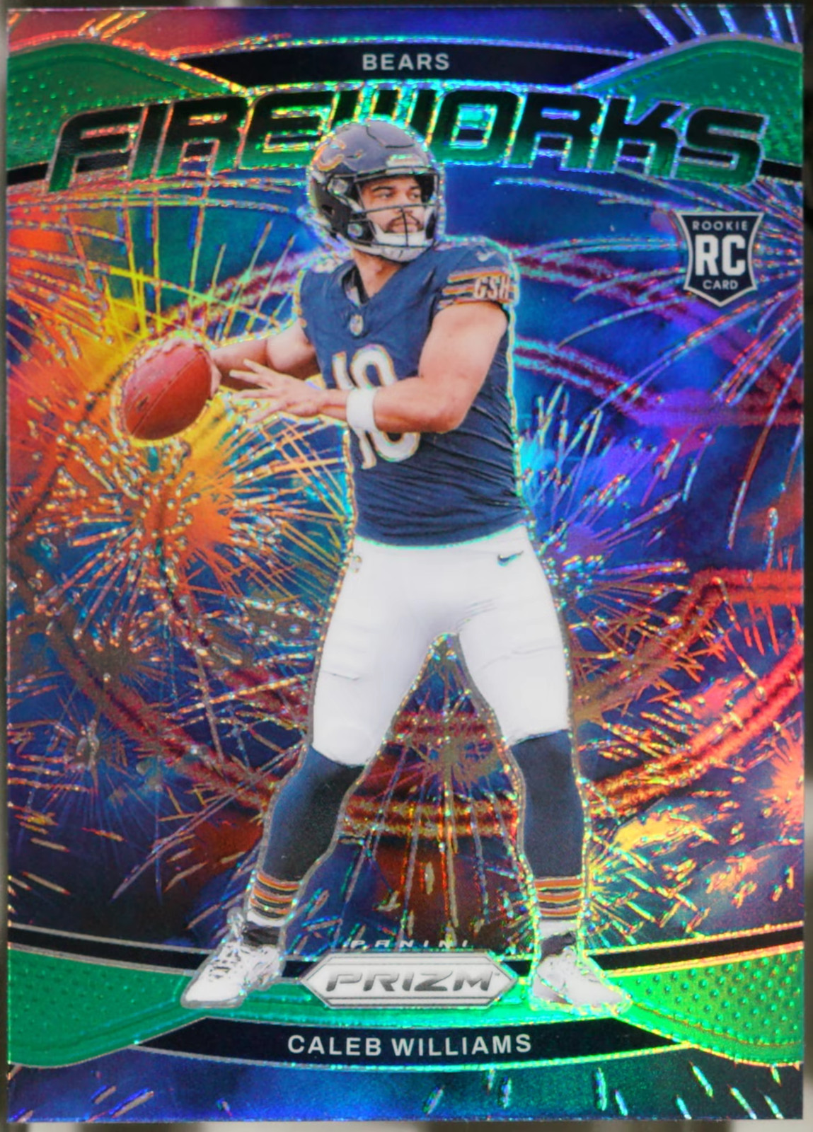 2024 Panini Prizm #25 Caleb Williams Fireworks Green Prizm Football EX