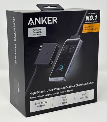 Anker Prime 240W 8-in-1 Charging Station USB-C Power Strip A91B2 2 AC 4 USBC New