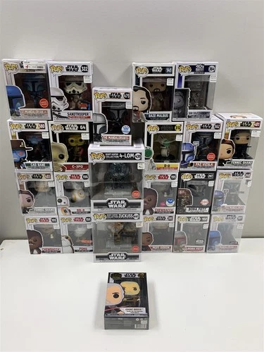Funko Pop Star Wars Lot of 23 Figures Mandalorian Boba Fett Exclusives Pin