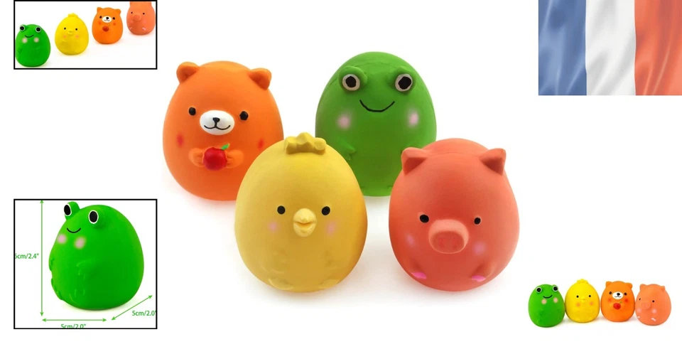 Chiwava - 4 Jouets Couinants en Latex pour Chiens de Petite Taille - Multicolore - Photo 2/4