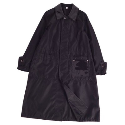 Burberry Coat Balmacan Nylon PVC Switch Outerwear Mens 50 (m) Black Used MOLO-0