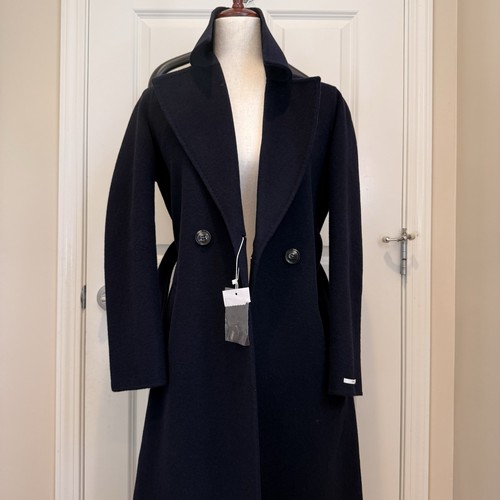 NWOT Marella by Max Mara Label-cut Wool Coat Size: US4/6 Navy Blue All Seasons