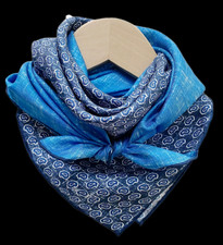 100 Silk 26" twill square Scarf men Women neckerchief Wrap paisley blue SC45-Q