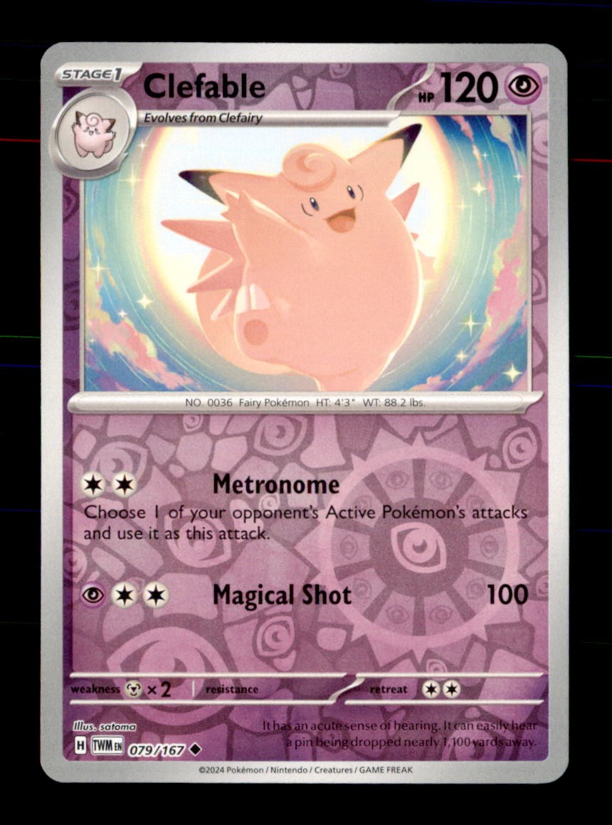 Clefable 079/167 Uncommon Twilight Masquerade Pokemon Reverse Holo Near Mint