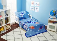 Everyday Kids 4 Piece Toddler Bedding Set - Outer Space Adventures
