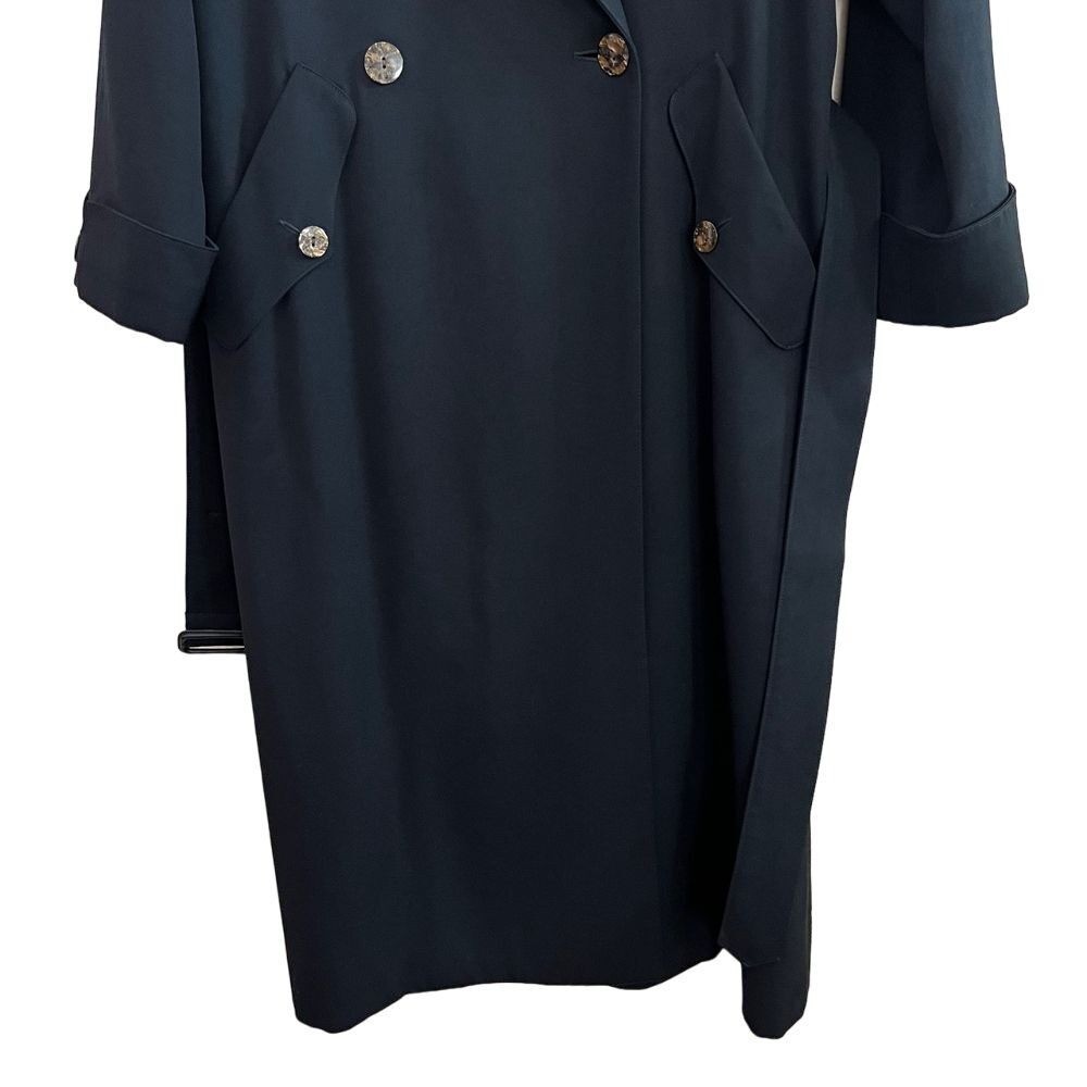 Jones Of New York Vintage 100percent Wool Womens Petite Black Trench Coat, Womens 394 image 7