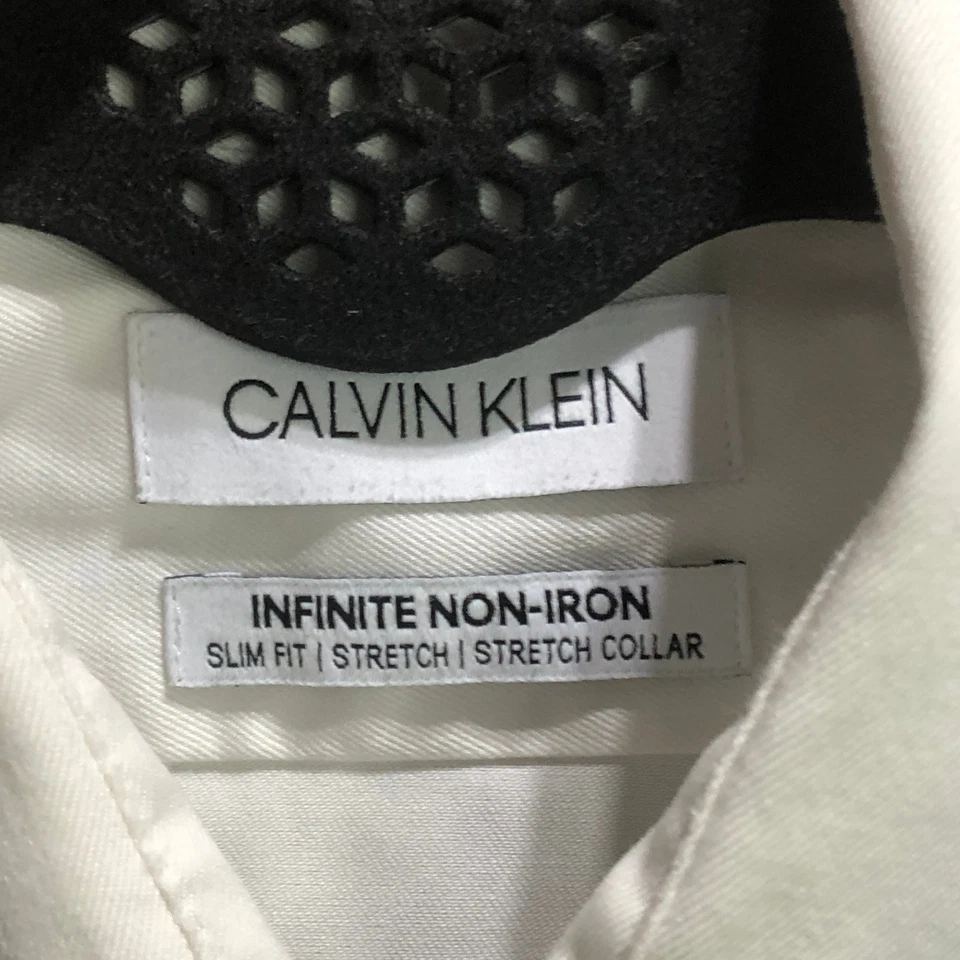 Calvin Klein Infinite Non-Iron Slim Fit White Dress Shirt Mens S 14.5 32/33 - Image 4 of 4
