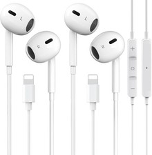 2 Packs Wired Headphones for iPhone 14/13 Earbuds with Built-in White