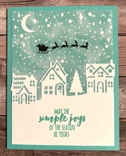 Christmas GREETING CARD KIT ~Lot of 4~ Stampin Up Santa Flying Sleigh Hometown