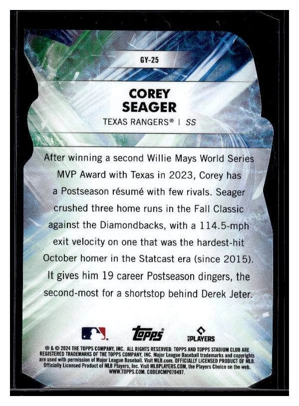 2024 Topps Stadium Club Goin' Yard Corey Seager #GY-25 - Image 2 of 2