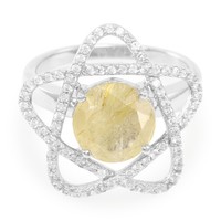 Cavill Rutilquarz Ring 2,05Ct Silber 925 Zirkon 0,54Ct Damen Schmuck-