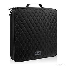 160 Capacity CD DVD Case Organizer Black Plastic Disc Binder Sleeves Portable