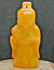 Ancienne statue suspendue représentation de Bouddha Jade Hetian artisanat...