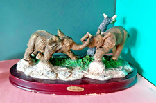 TWO ELEPHANTS THE JULIANA COLLECTION CAST RESIN FIGURINE ON PLINTH CROSA 2000's 