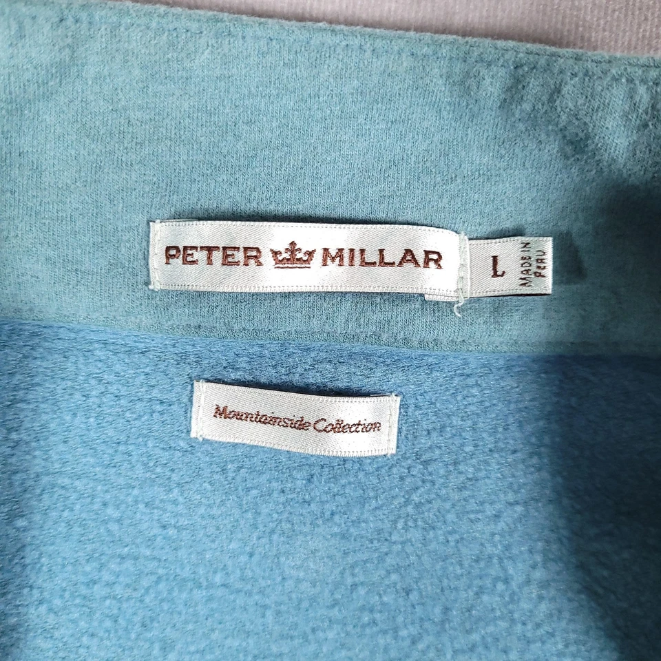Pullover Peter Millar Para Hombre Grande Azul Ladera Cuarto Cremallera Mezcla de Algodón Foto 3 de 4