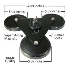 5-Inch Tri-Magnet CB Antenna Mount, Rubber Boots, 18-Foot RG58A/U Cable
