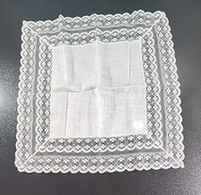 Dainty White Cotton Vintage Hankie with 1 3/4" Lace Trim Wedding