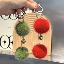 Cute Real Mink Fur Ball Pompom Keyring Bag Charm Bag Phone Pendant Gift Tassels