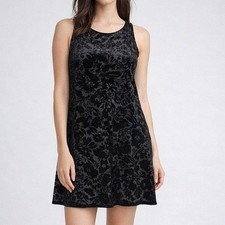Old Navy Black Floral Burnout Velvet Shift Mini Dress XS Party Date Night Goth