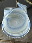 Murano glass bowl with blue, white and pale yellow swirl design — photo 1
