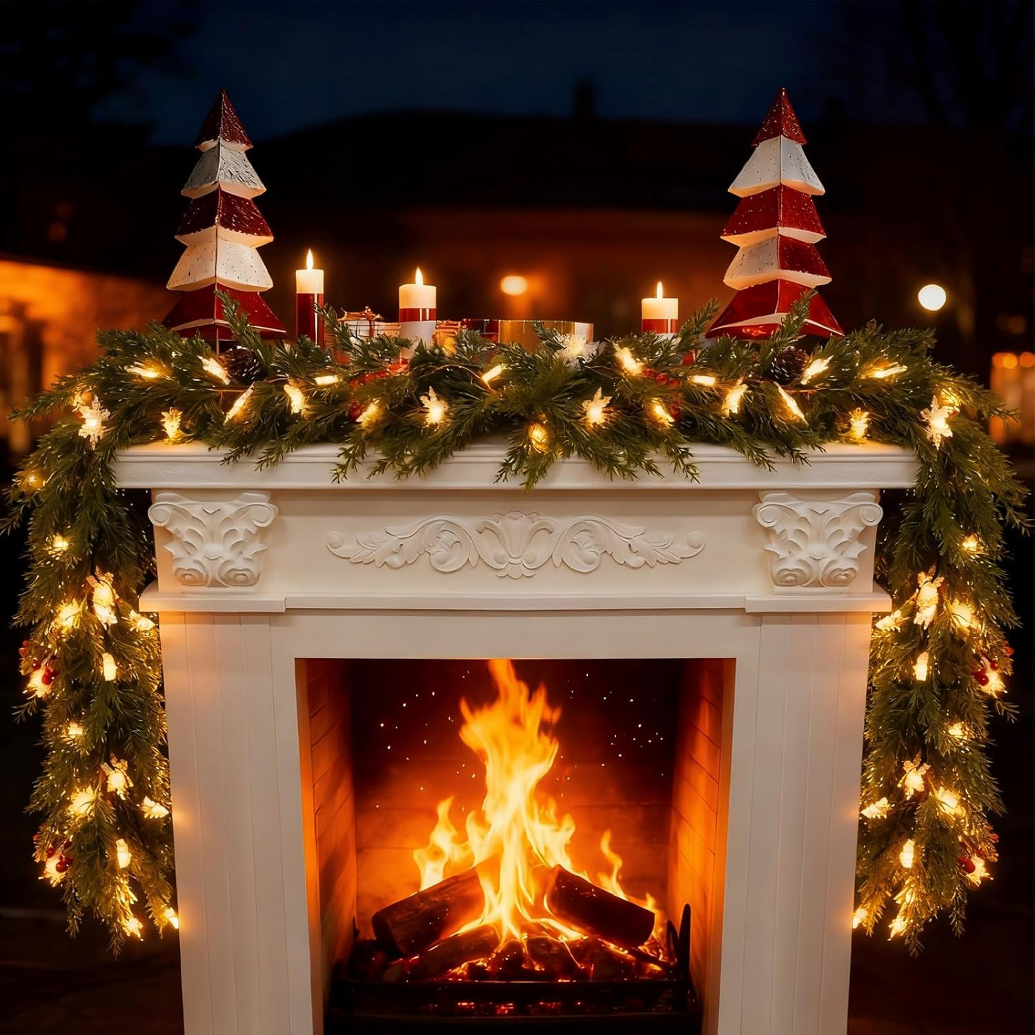 6FT Christmas Garland with Lights Battery Operated Lighted Christmas Garland wit