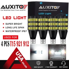 4X AUXITO Backup Reverse Lights 921 912 T15 LED 6000K White Bulb 2200LM 54H EOA
