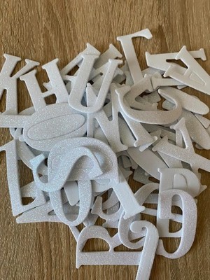Moosgummi gestanzte Buchstaben 52 Stück Glitzer Weiß,  5 cm, dekorieren, Neu