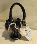 Vintage Fenton Signed Ruffled 6 1/4" Black Basket