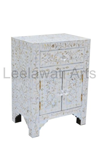 Mother of pearl Bedside 2 Door 1 Drawer - Picture 3 of 4