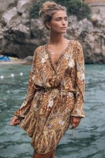 Spell and The Gypsy Collective Bianca Long Sleeve Tunic Dress in Earth Size XS