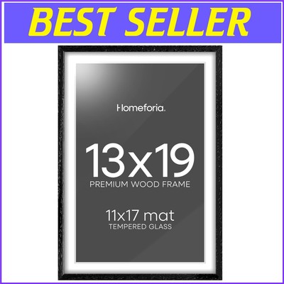Stylish 13x19 Wooden Picture Frame for Wall Mounting - Includes Hanging Kit