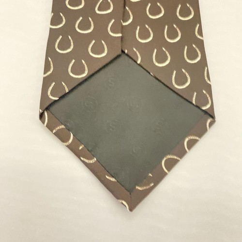 #5550 Circle S Brown Horse Shoe Pattern Necktie, Tie 55X4 - Picture 4 of 5