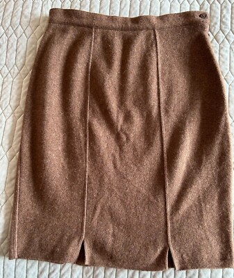 Women's Rodier brown wool blend skirt, size 42, vintage classic