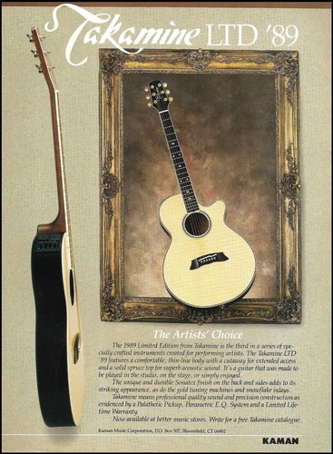 Takamine LTD '89 collectors series acoustic guitar ad 1989 advertisement print - Afbeelding 1 van 3