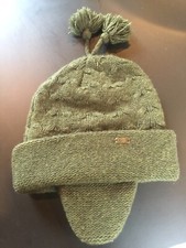 Coal Moss Green Lambswool Blend Knit Beanie Hat W Ear Flaps O/S Unisex