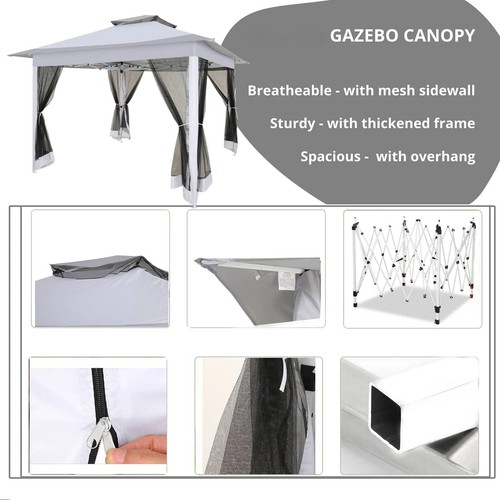 12'x12’ Pop Up Gazebo Patio Outdoor Canopy Tent with Mosquito Net w/ wheeled bag - Picture 6 of 12