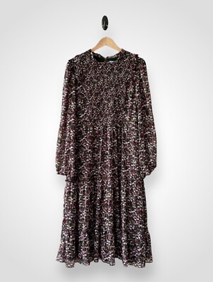 Draper James Women's Size XL Green Multicolor Floral Smocked Tiered Dress NWOT