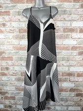 Laundry by Shelli Segal Striped Black White Asymmetric Dress 6 Beach Vacation