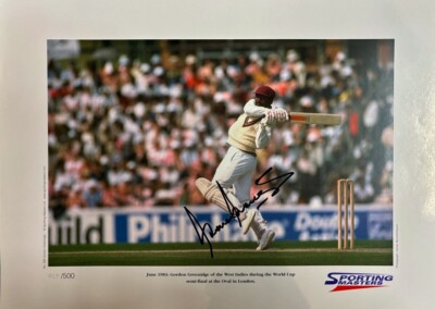 Gordon Greenidge SIGNIERTES Cricket großes Foto Autogramm 22 x 16 Zoll Westindien mit Echtheitszertifikat