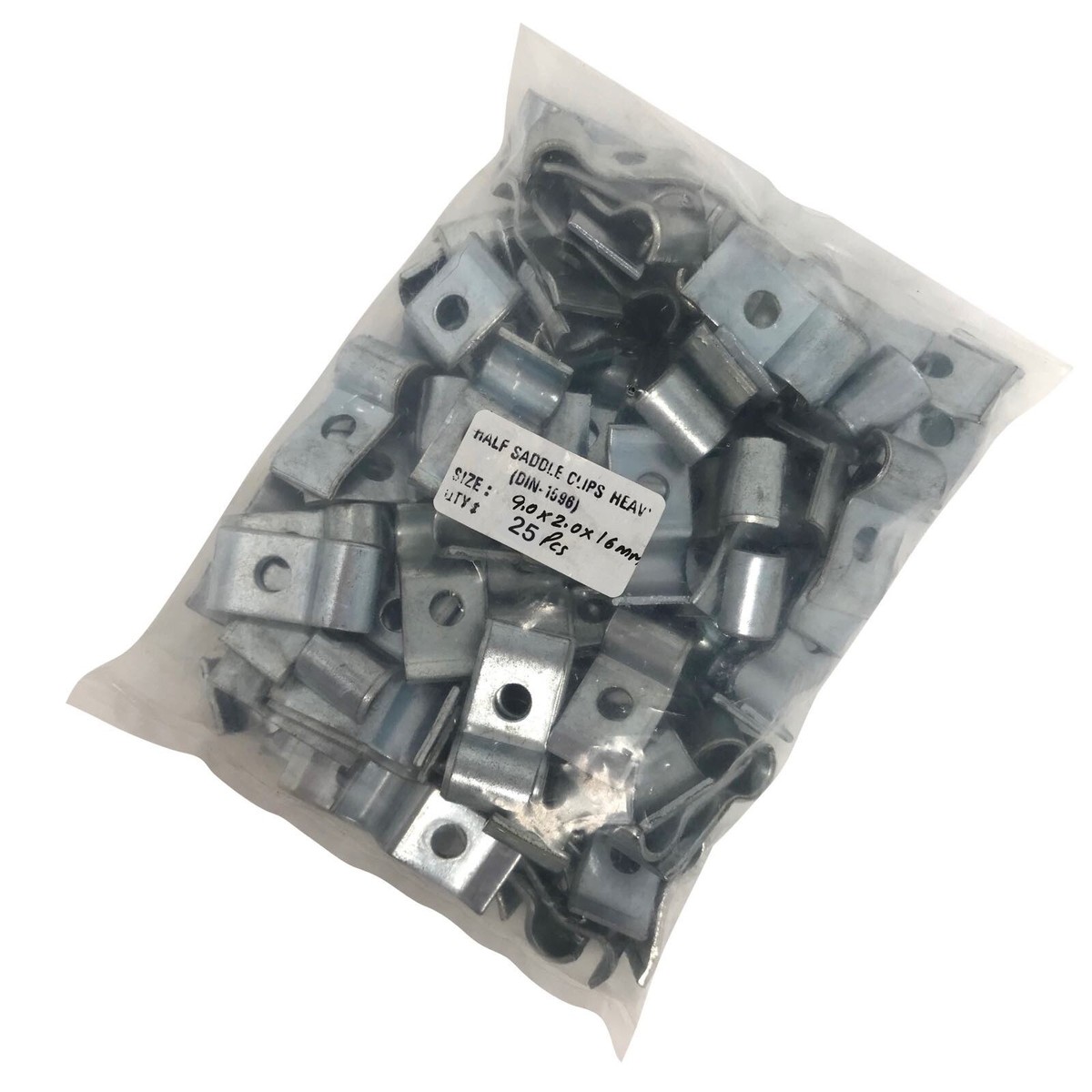 25pcs 9mm Half Saddle Clamps Pipe Tube Cable Clip Heavy Duty Metal DIN 1596
