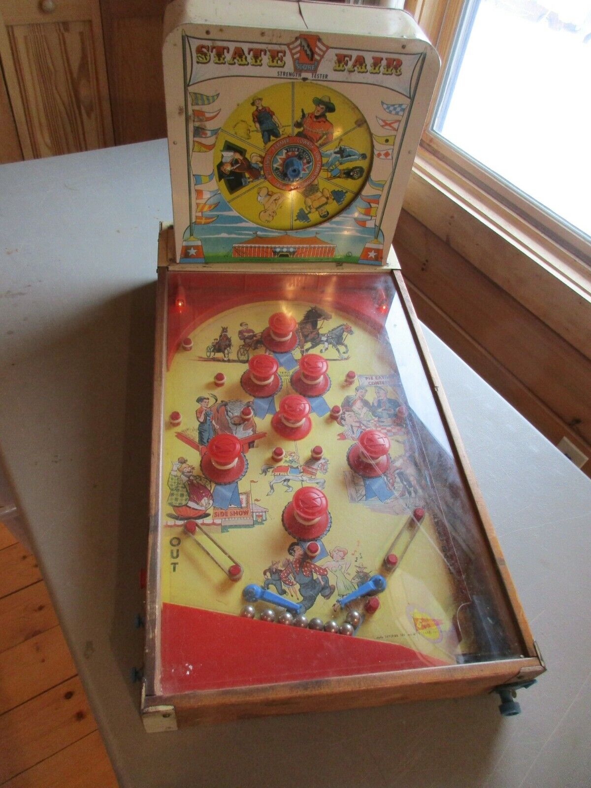 Vintage 1950's State Fair Strength Tester Pinball Machine Superior Toy Co.