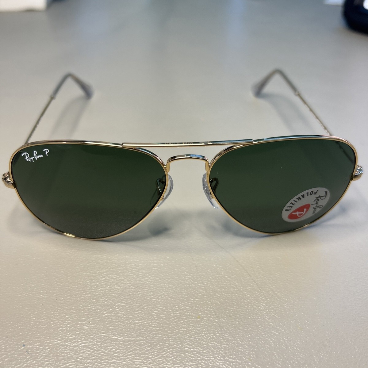Ray-Ban RB025 001/58 135 Gold Hexagonal with Green Polarized