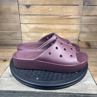 Crocs Sandals Women Size Burgundy Wide Strap Open Toe