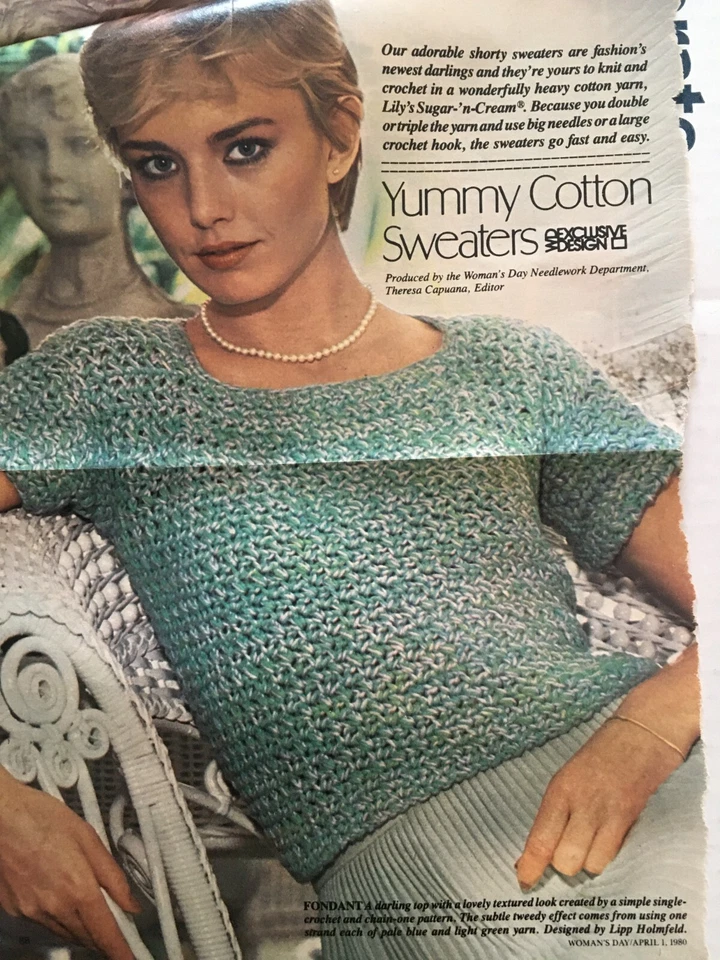 Vintage Women SummerTops Multisize KNIT CROCHET PATTERN-Womans Day April 1, 1980 - Image 2 of 3