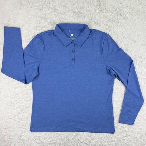 Solbari Polo Shirt Women’s XL Blue Long Sleeve Thumbholes Golf Stretch UPF 50+ - Picture 7 of 8