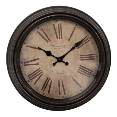 Shabby Chic braune Westminster London Wanduhr hinter Glas - 30 cm tiefer Rahmen