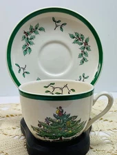 Spode Christmas 7oz Teacup & Saucer Unit of One Set S3324-A Round TaperedEngland