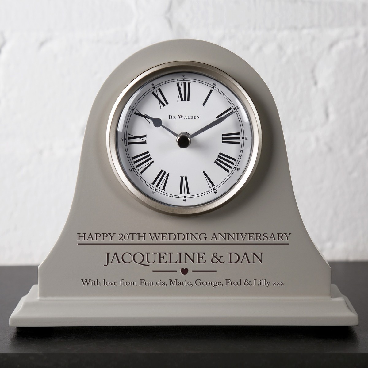 【てぃんくる】てぃんかーべる 20th anniversary clock er 20th Wedding Anniversary Gift Personalised Engraved Grey Mantel