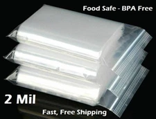 Clear Reclosable Zipper Seal Plastic Bags 2 Mil Lock Zip Small Large Baggie 2Mil