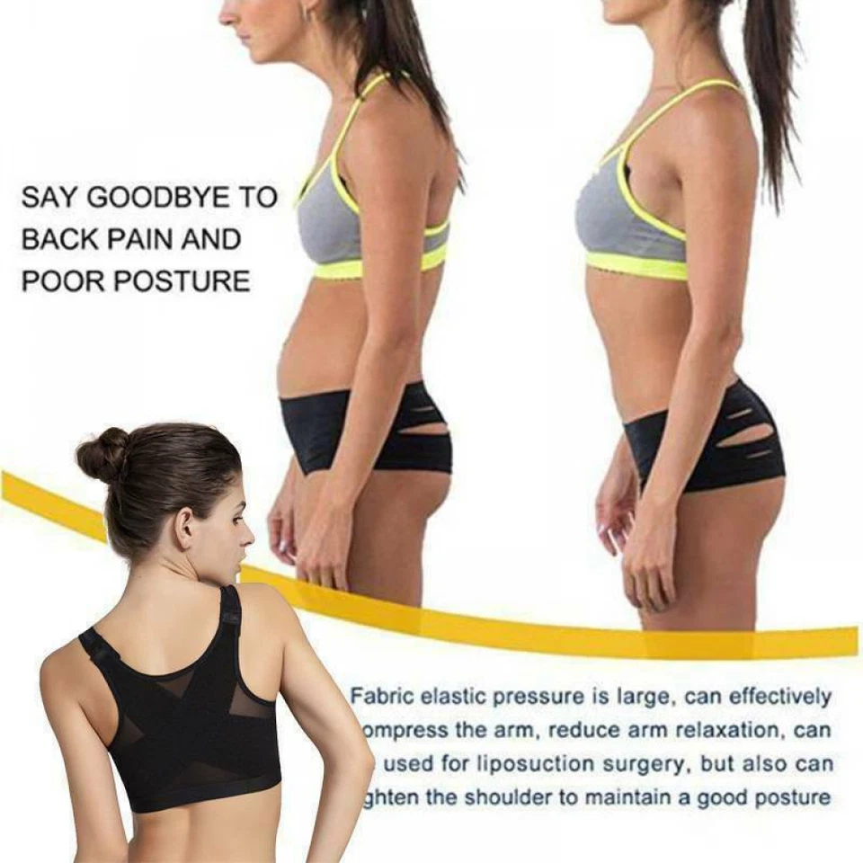 Sujetador corrector de postura para mujer cobertura completa cierre frontal espalda sin cables talla grande Foto 4 de 4